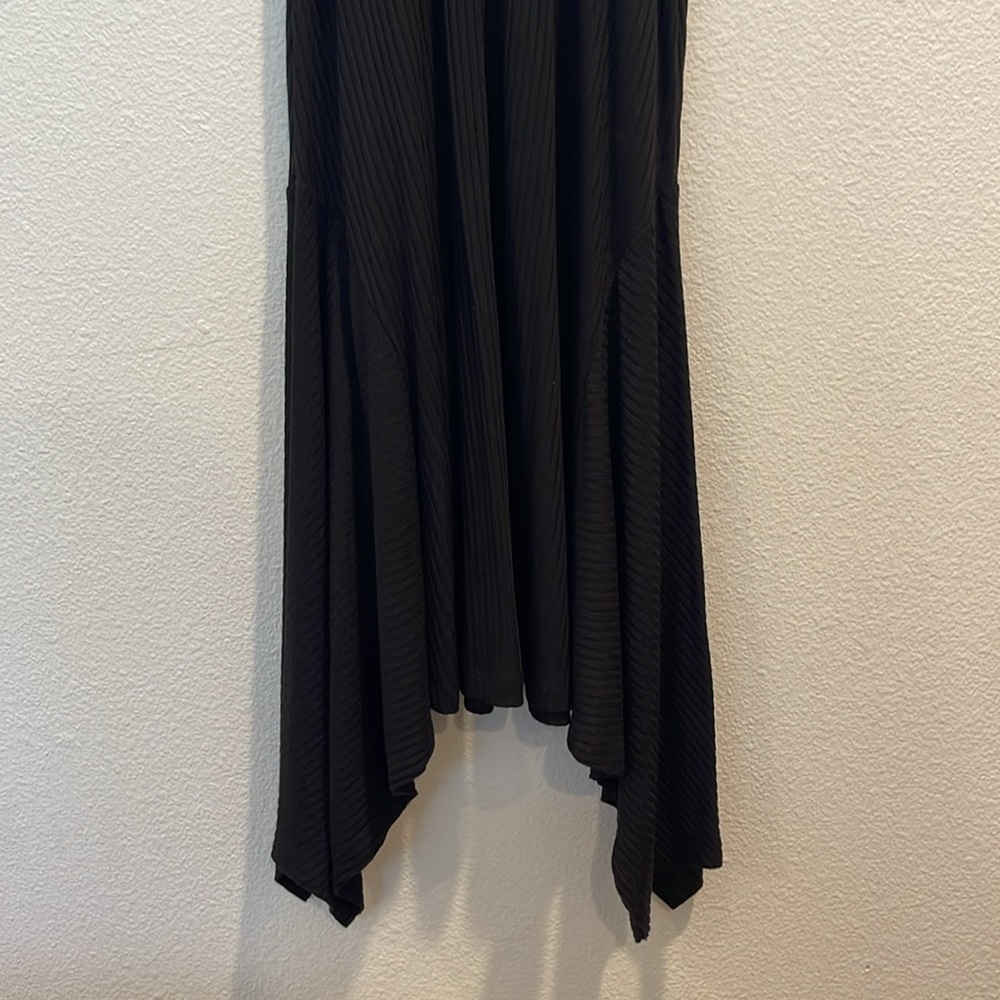 Anthropologie size S black high neck ribbed elastic stretch dress - Picture 6 of 8